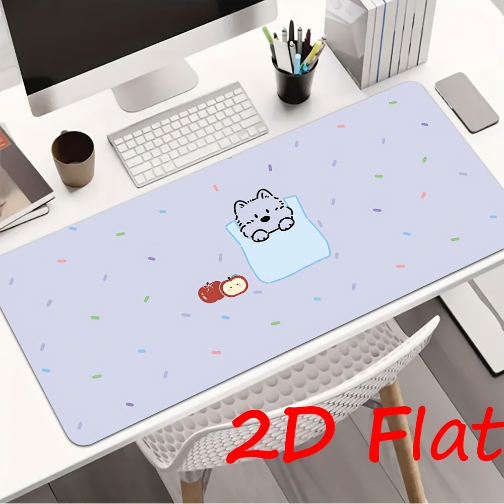 1pc Pink Gingham Grid Desk Mat & Gaming Mouse Pad with Non-Slip Rubber Base, W