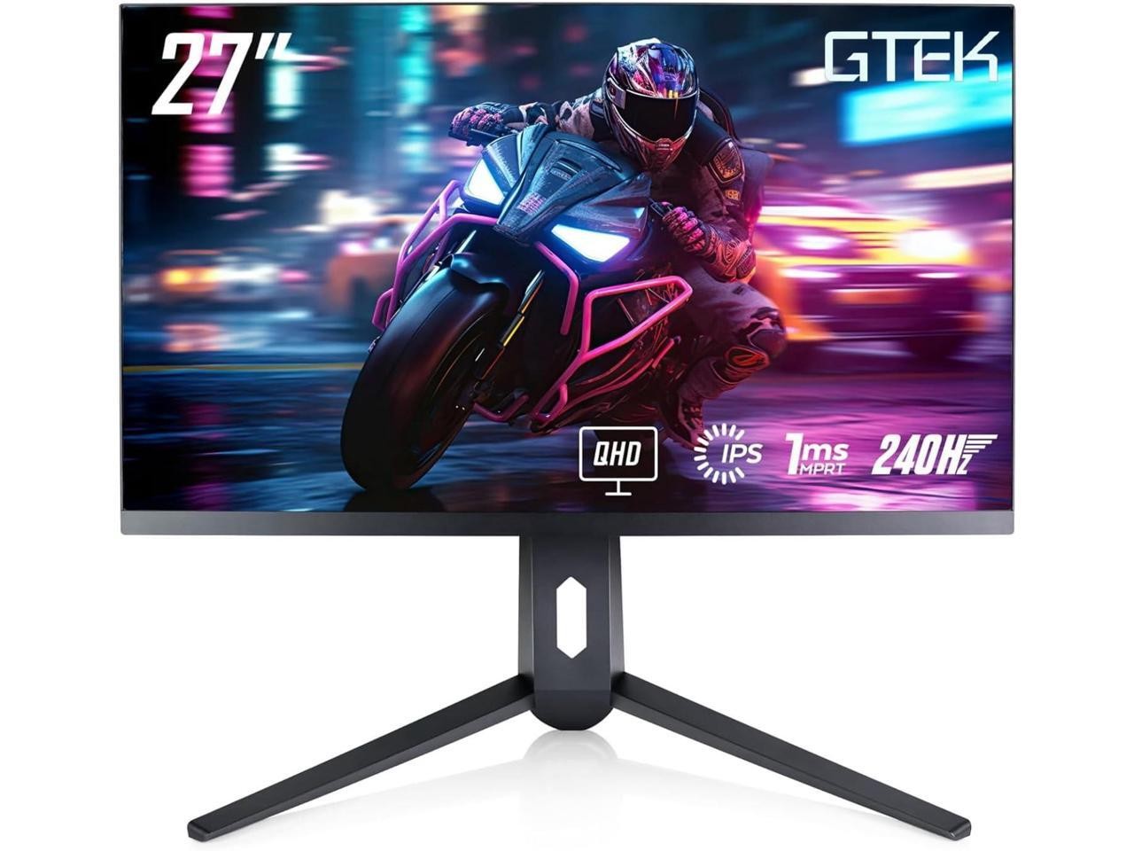 GTek 240Hz 2K Gaming Monitor, 27 Inch Display Full WQHD 2560 x 1440P, Extreme Lo