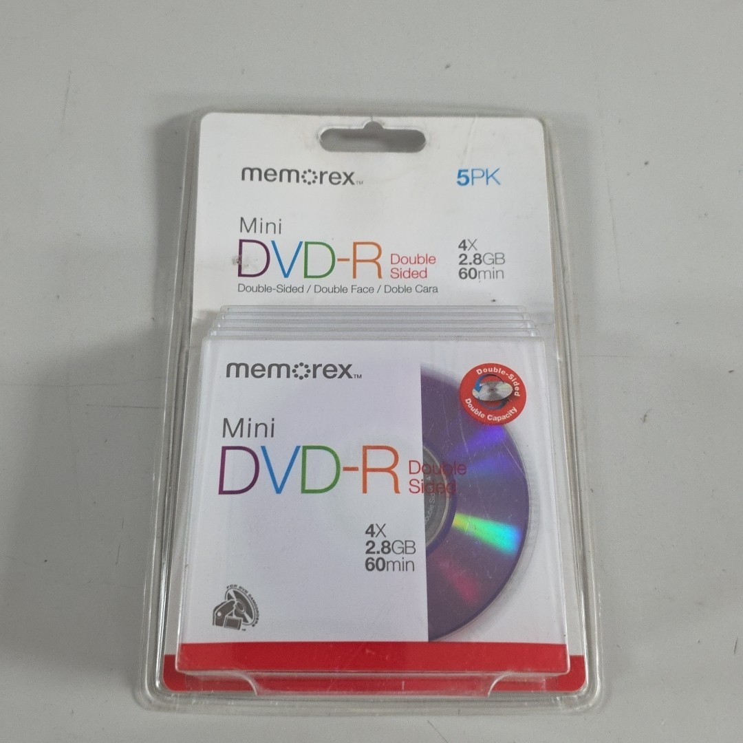 Memorex Mini DVD-R 5 Pack 2.8GB 60 Min SP Mode Double Sided for DVD Camcorder