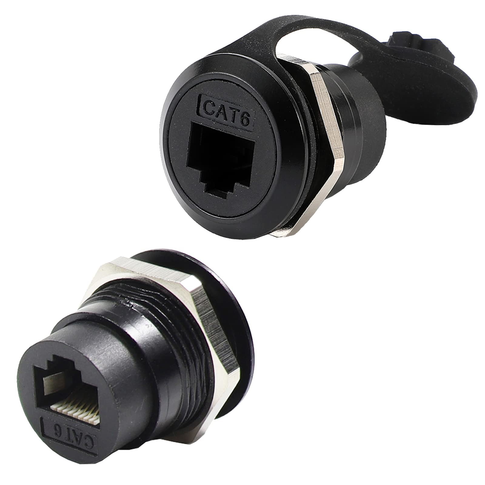 RJ45 Panel Mount Coupler CAT6 Female To Female Connector 2 PCS