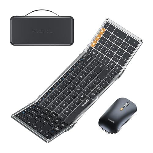 Foldable Keyboard and Mouse, XKM01 True Full-Size Folding Wireless Keyboard Mous