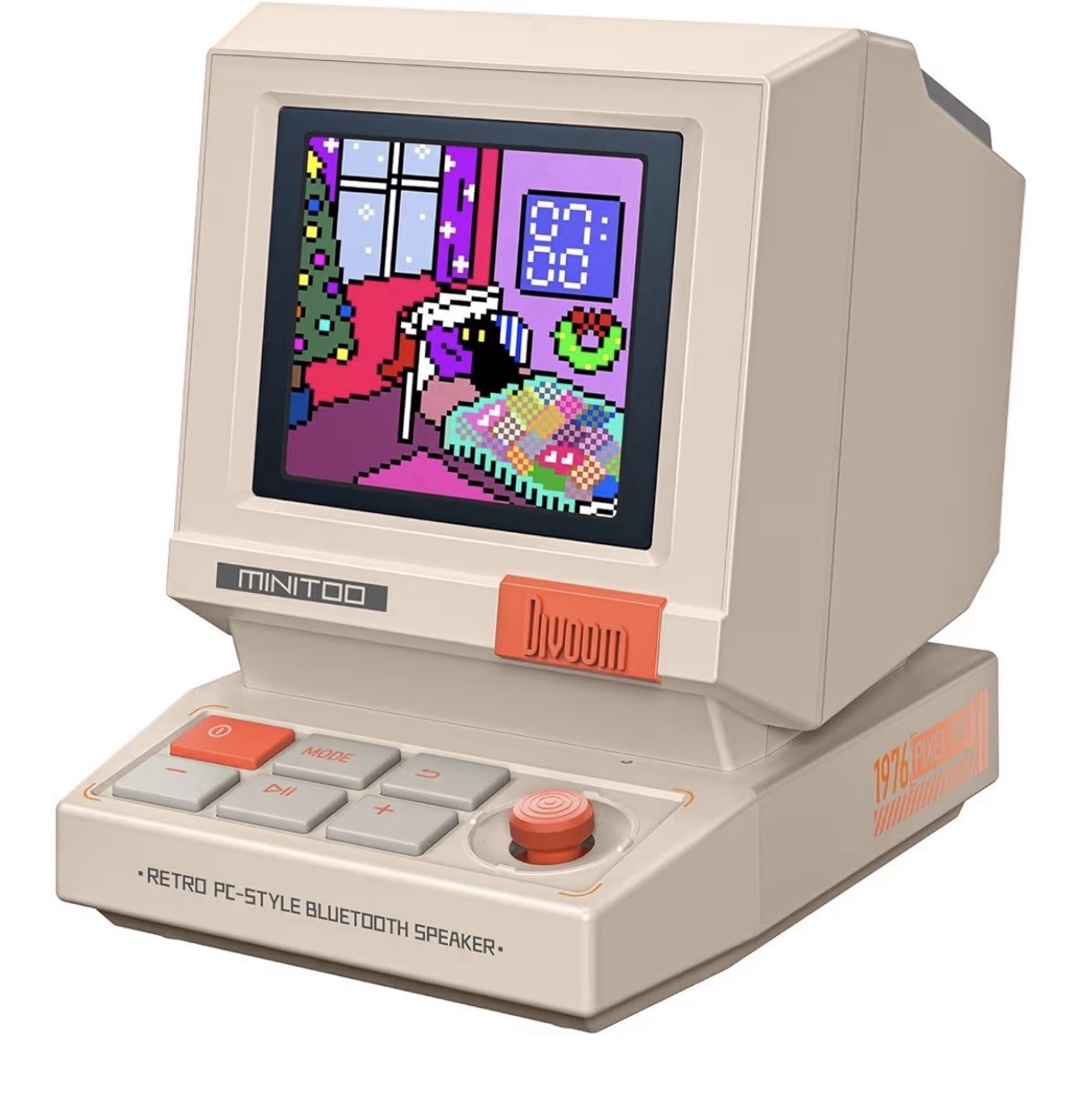 Divoom MiniToo Retro PC-Style Computer Speaker Pixel Screen with DIY Faces Audio