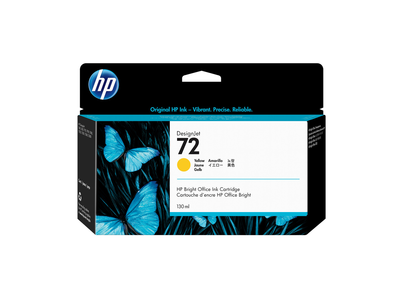 HP 72 130-ml Yellow DesignJet Ink Cartridge, C9373A
