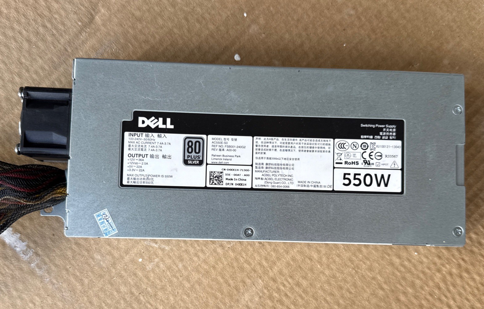 For Dell AC550E-S0 550W PSU Server Power Supply
