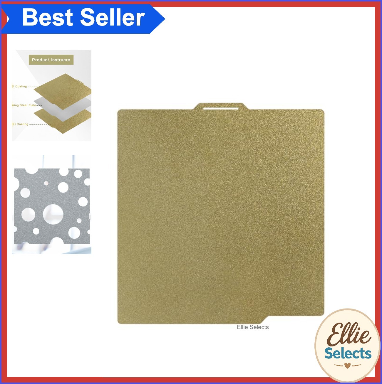 Double Sided Textured PEI Build Plate 257.5x257.5mm Spring Steel Magnetic