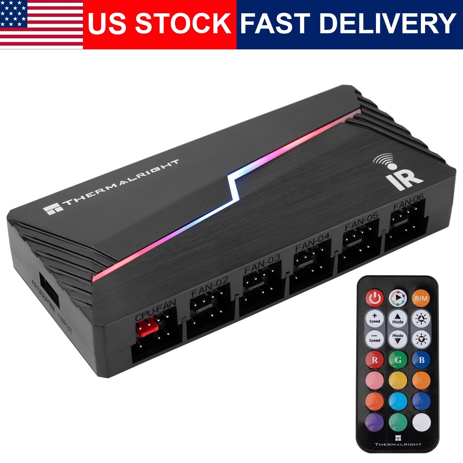 ARGB Fan Hub X12 Controller 12 Port PWM 3Pin 4Pin SATA Power PC Case Fans Black