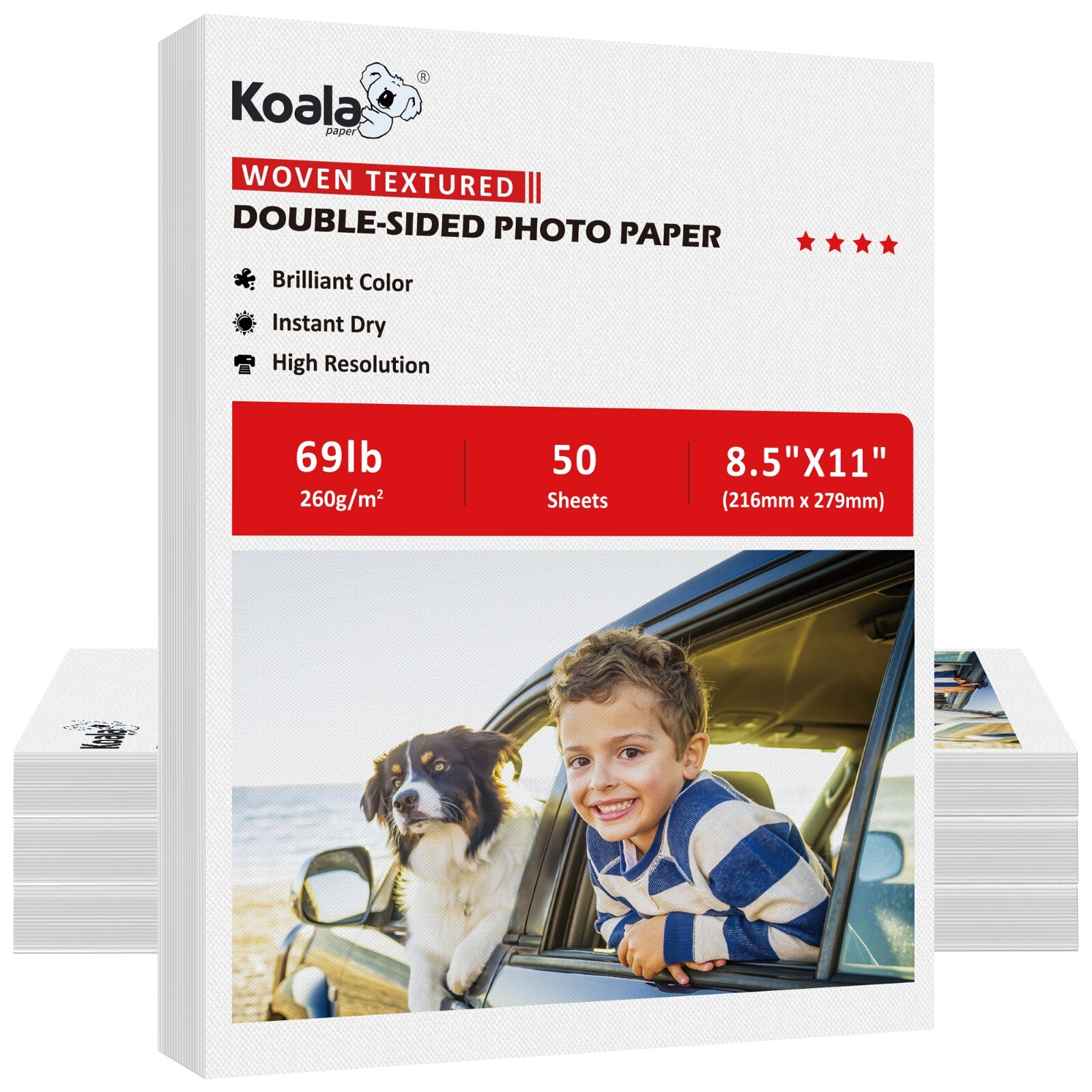 200 Koala 69lb Double Sided Photo Paper 8.5x11 Thick Woven Textured Inkjet Laser