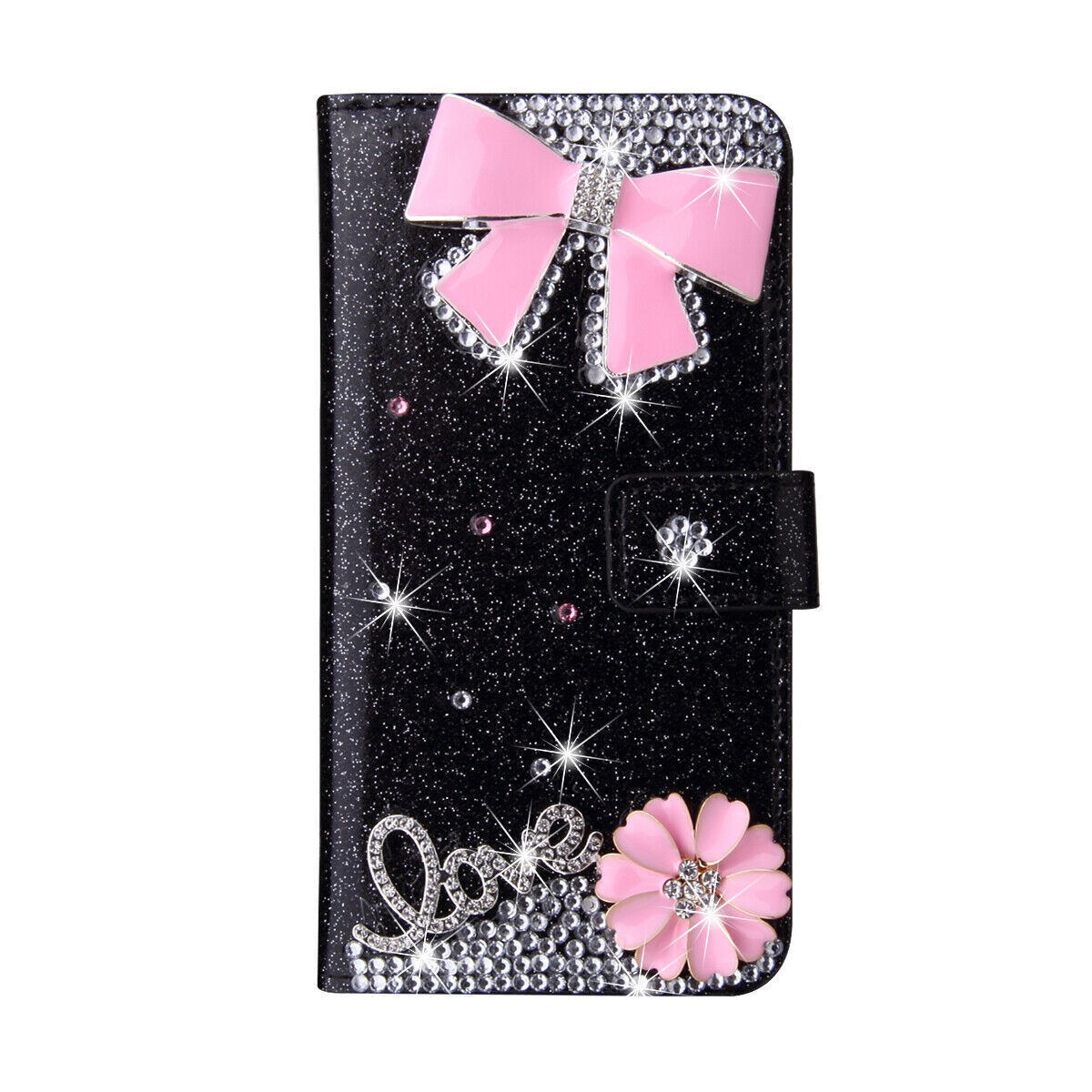Luxury Diamond Bow Flower Wallet Cover Case For 17 16 15 14 13 12 11 Pro Max 17E