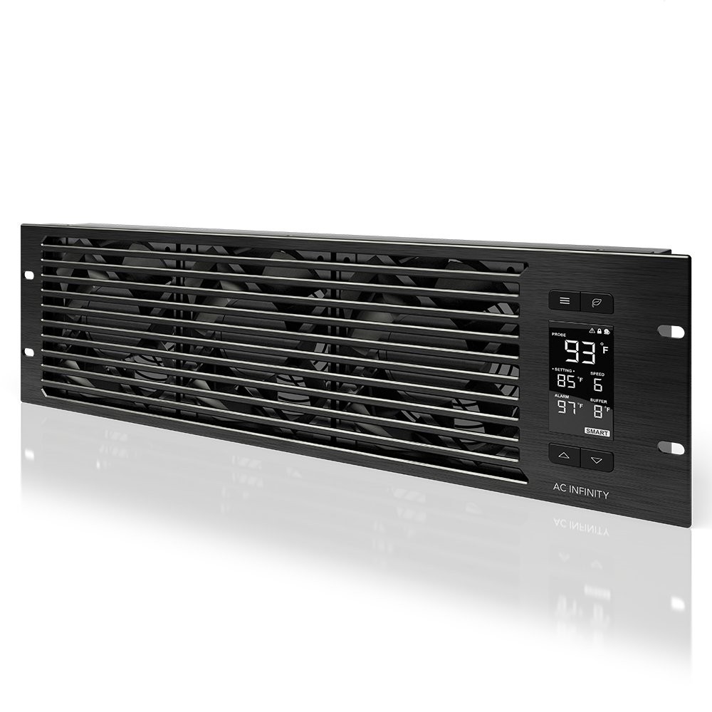 AC Infinity CLOUDPLATE T9, Rack Mount Fan Panel 3U, Exhaust Black