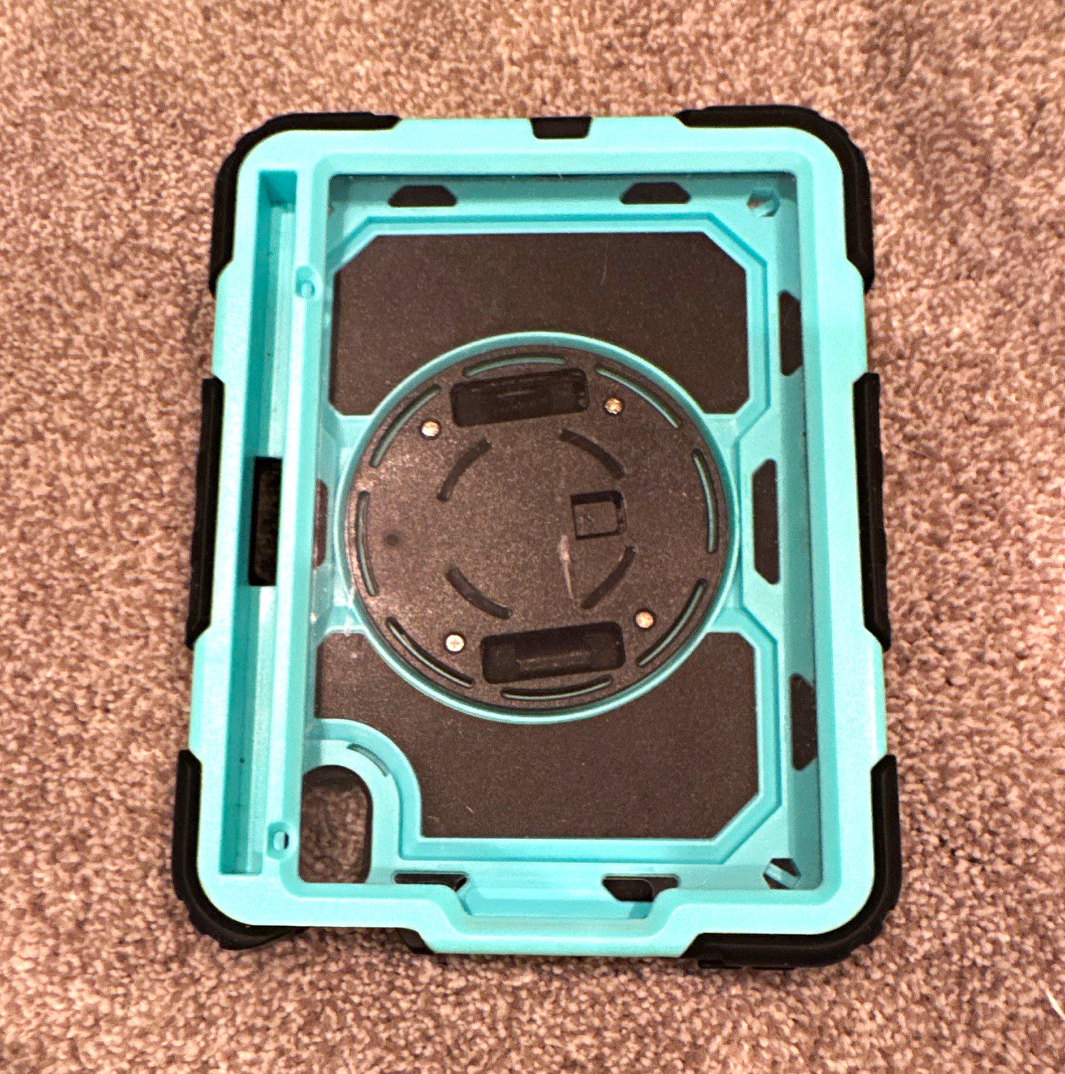 Seymac Rugged Rotating iPad mini  6 Case with Hand Strap, Black/teal