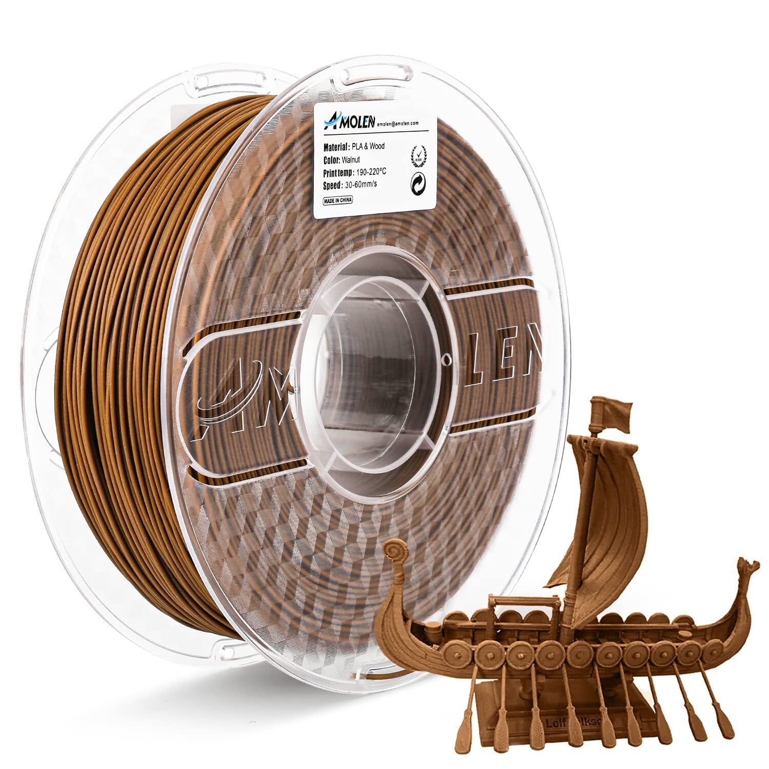 AMOLEN Walnut Wood Printing Filament 1.75mm PLA 3D Printer Filament 3D Printe...