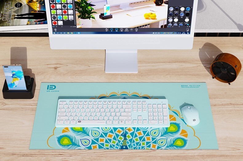 2.4G Wireless Keyboard + Mouse Set for Home Office Notebook Desktop White Green