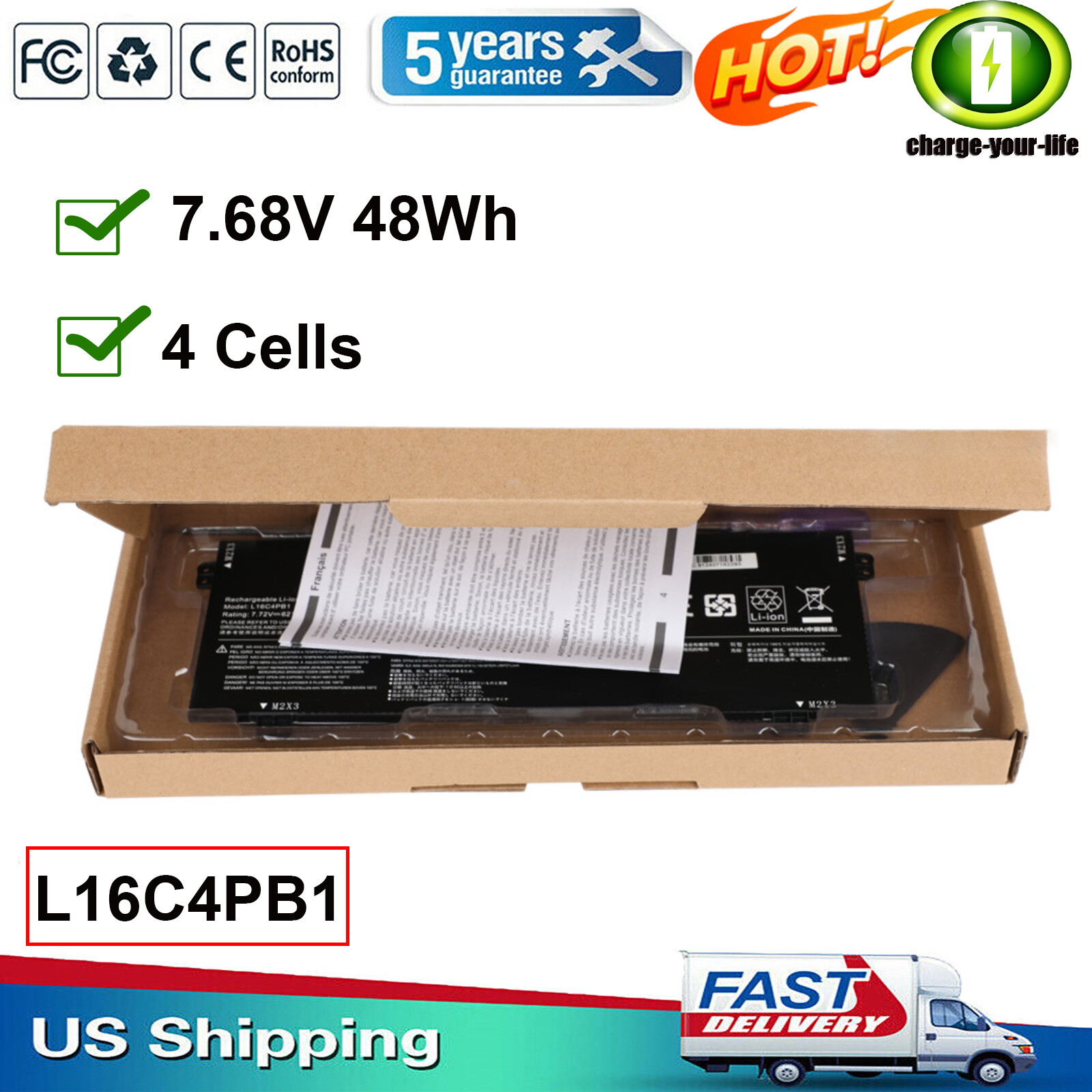 L16L4PB1 L16C4PB1 L16M4PB1 FOR LENOVO IDEAPAD YOGA 730-13IWL 13" BATTERY 7.72V