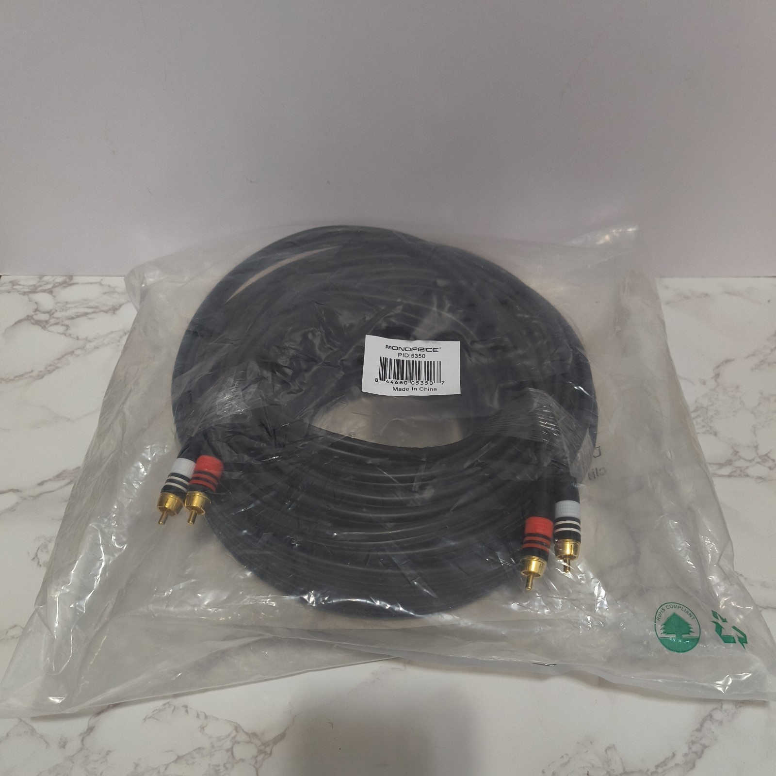 Monoprice 5350 100ft Premium 2 RCA Plug / 2 RCA Plug Audio Cable (Male to Male)