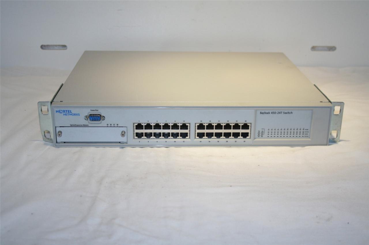 NORTEL BAYSTACK 450-24T 24 PORT 10/100 SWITCH Incl 400-ST1 Modules