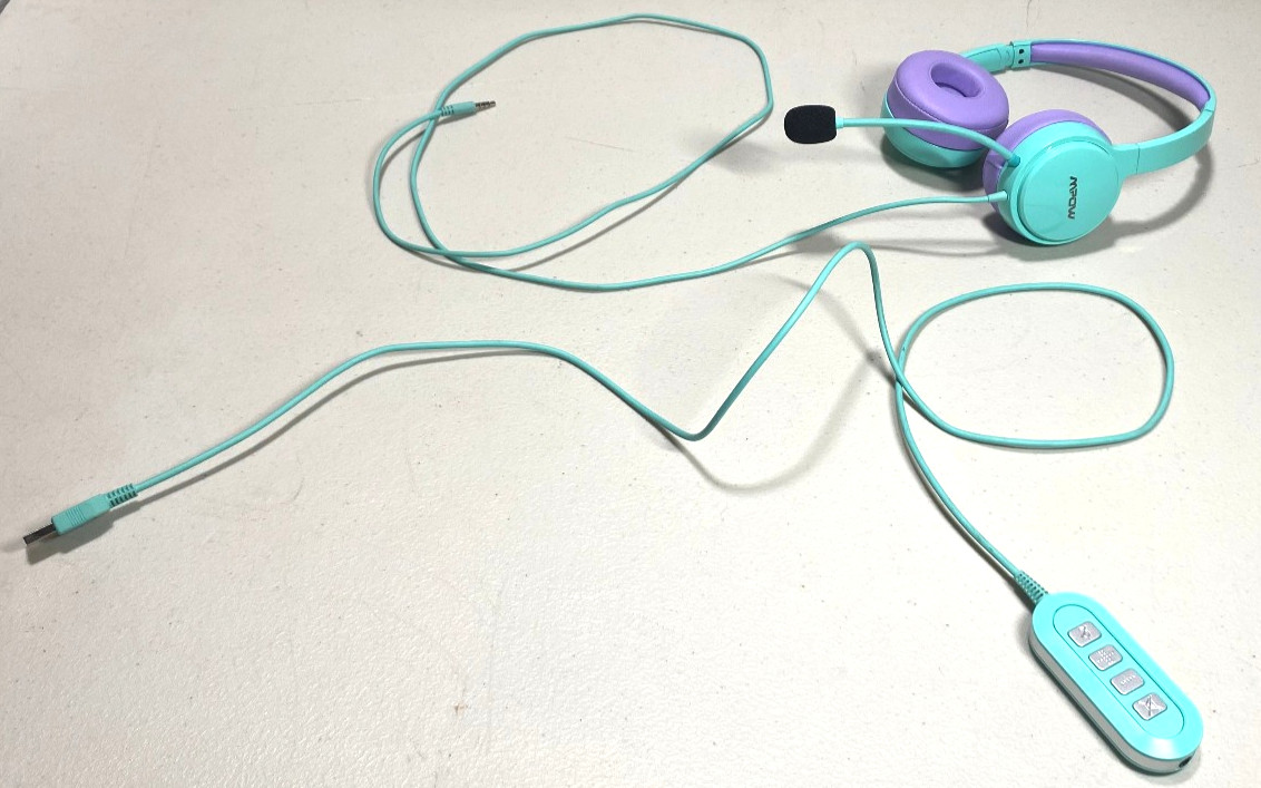 Mpow Wired Computer Headset with Microphone Model PA071A Turqoise - Lavender