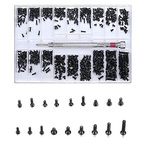 woshilaoDS 500 Pcs Small Replacement Screws, M1.2/M1.4/M2.0 Black Tiny Micro 