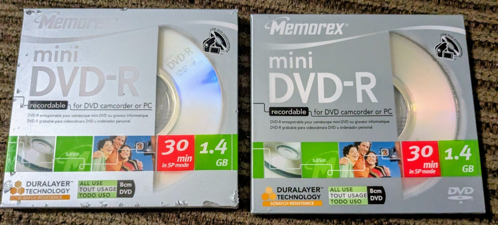 Memorex Mini DVD R 1.4GB 30 Min Camcorder Disc Blank Recordable Lot of 2 New