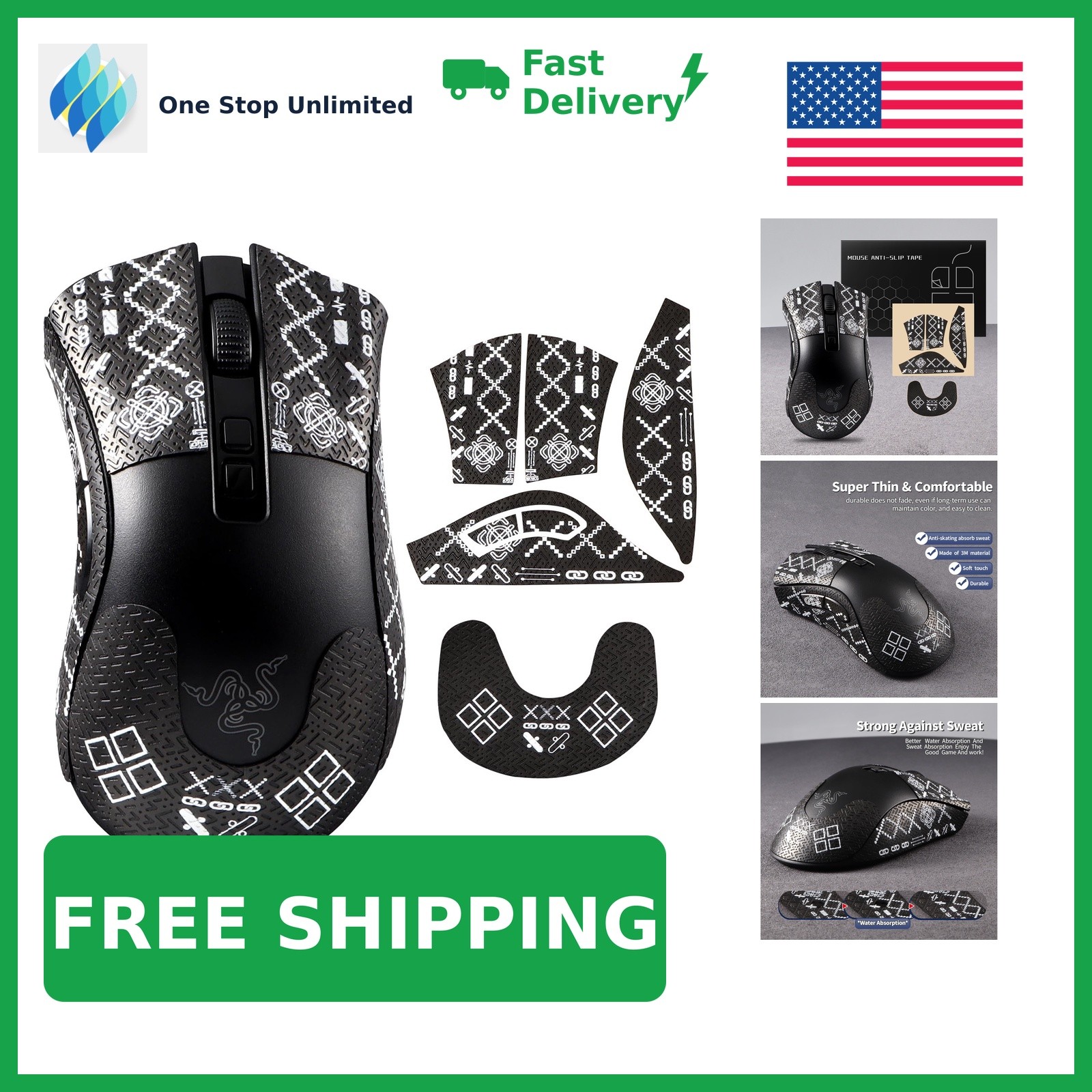 immoenuc Mouse Grip Tape for Razer Deathadder V2 Printing Pattern