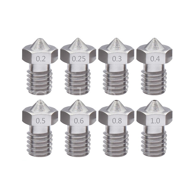 3D Printer Extruder Nozzle M6 0.2mm-1.2mm For Filament 1.75mm Stainless Steel