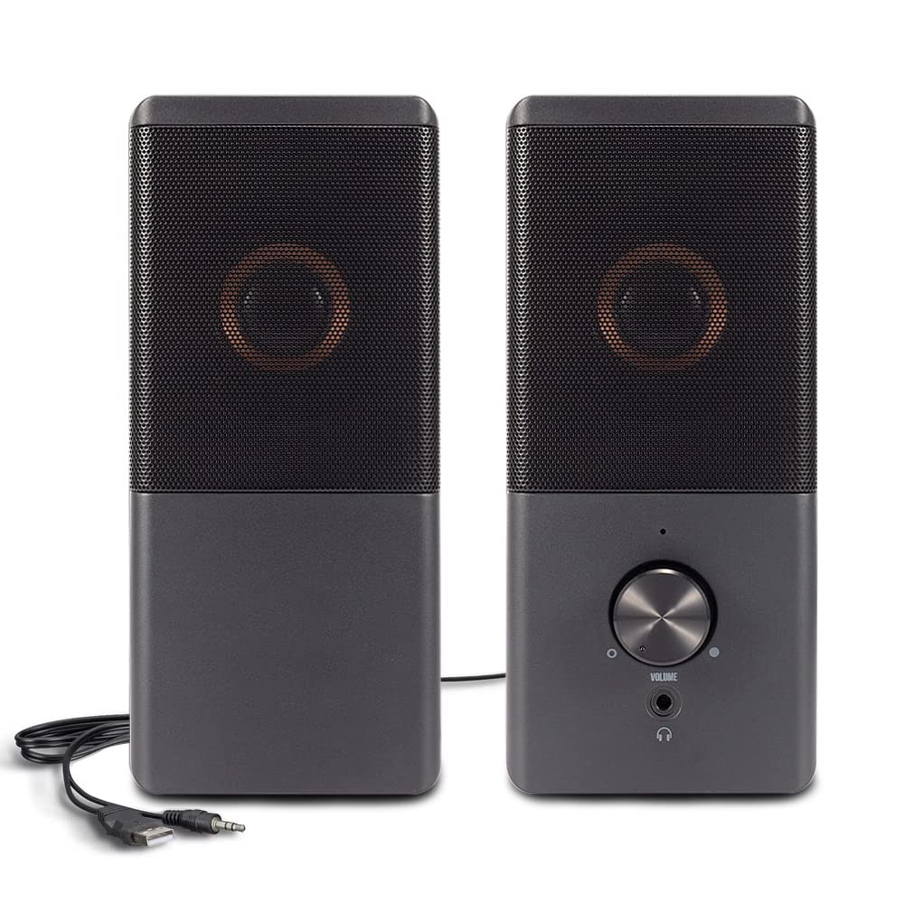 Computer Speaker Compact Size Headphone Jack Enhanced Bass Volume Control 3.5mm
