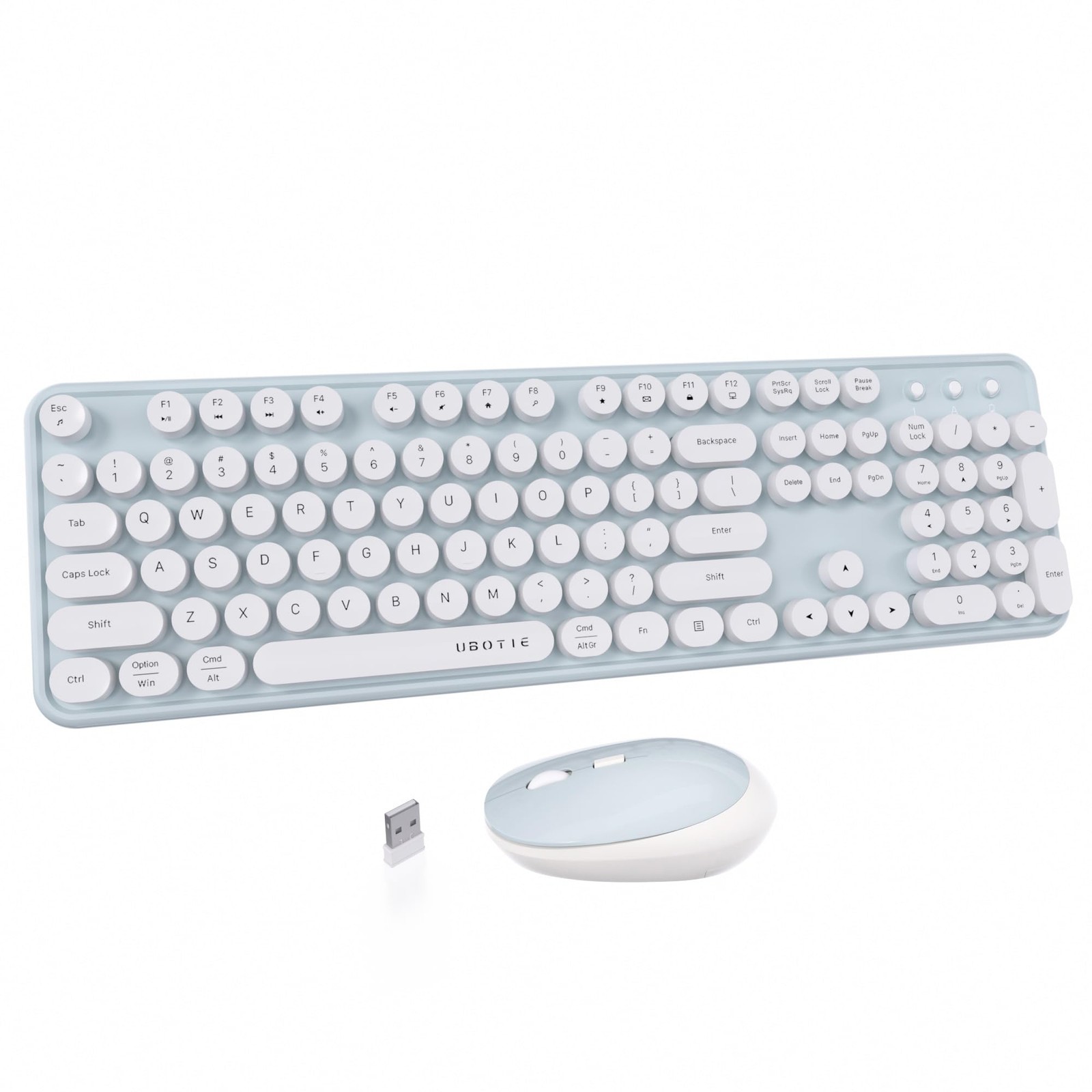 UBOTIE Colorful Wireless Keyboard and Mouse Combo (Green-White)