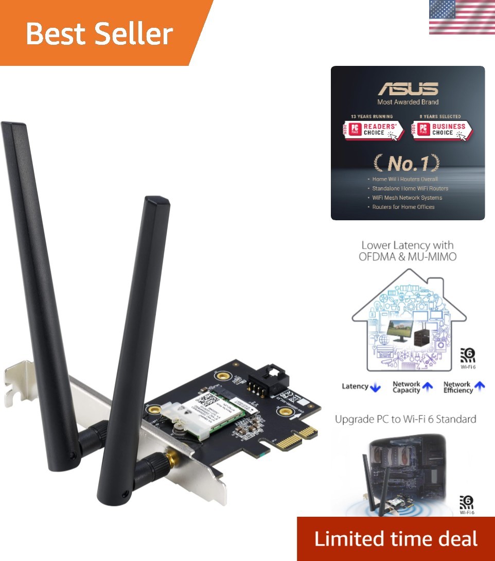 AX1800 PCIe WiFi Adapter PCE-AX1800 - WiFi 6, Bluetooth 5.2, Ultra-Low Latenc...