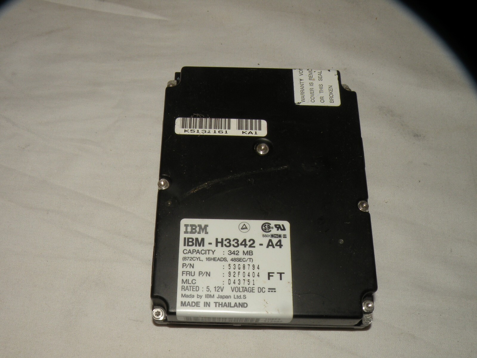IBM H3342-A4 3.5" 342MB 3.6K ATA IDE HDD FRU# 92F0404 53G8794
