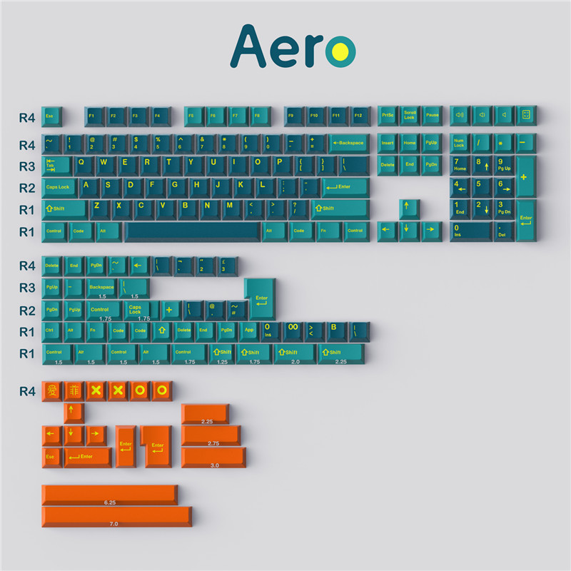 DIY Aero Keycap Cherry Profile 173 Keys ABS DOUBLE SHOT for Cherry MX