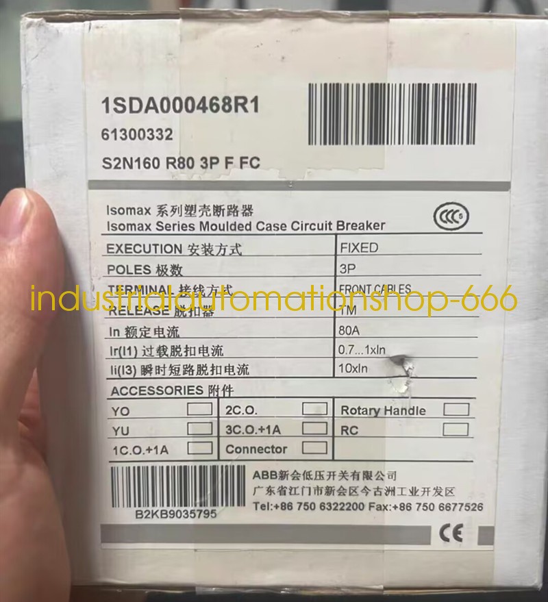 1Pcs New ABB 1SDA000468R1 S2N160 R80 3P F FC Circuit breaker Via DHL or FedEX