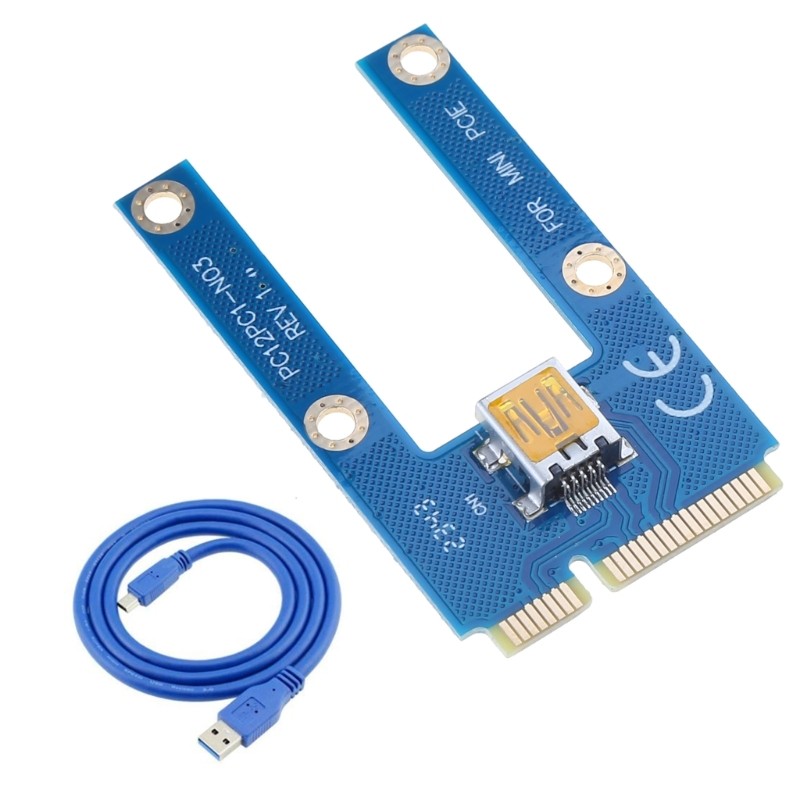 Mini PCIE 1X to 16X Pcie Adapter USB 3.0 Extension Cable for Mining