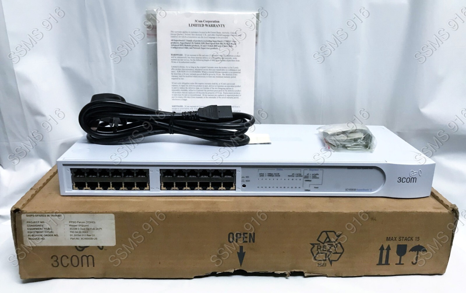 3COM 3C16593B 24-PORT BASELINE DUAL SPEED HUB - SUPERSTACK 3 (unused stock)