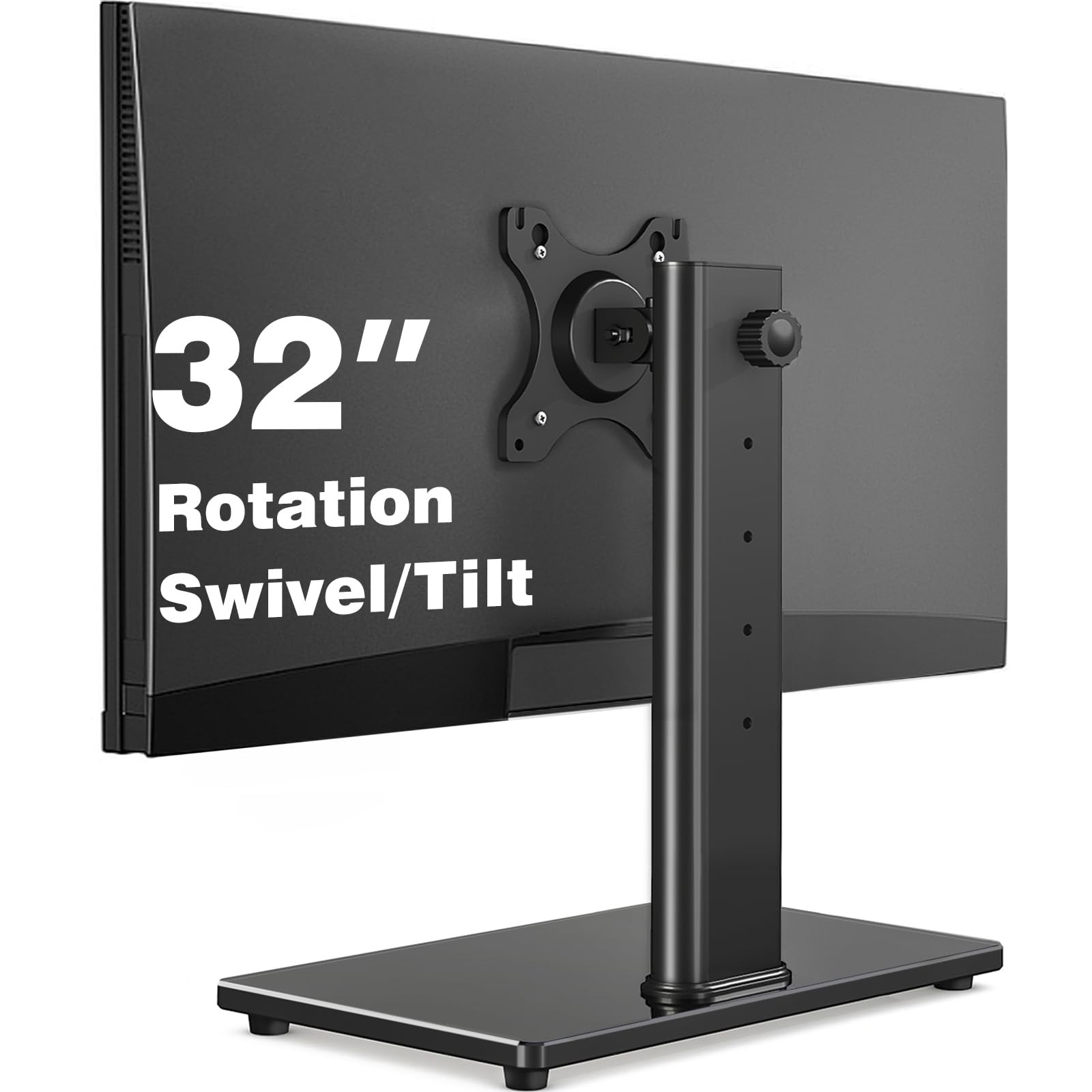 Single Monitor Stand VESA Mount for 13-32 Inch Screens, Free-Standing Monitor Ri