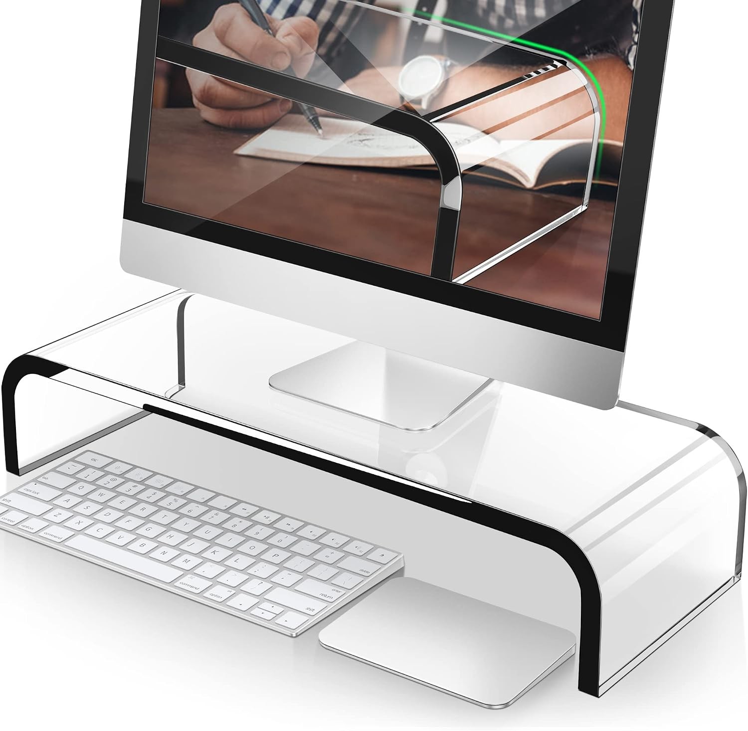 20" Clear Acrylic Monitor Stand Riser for Computer Laptop Printer TV Desk