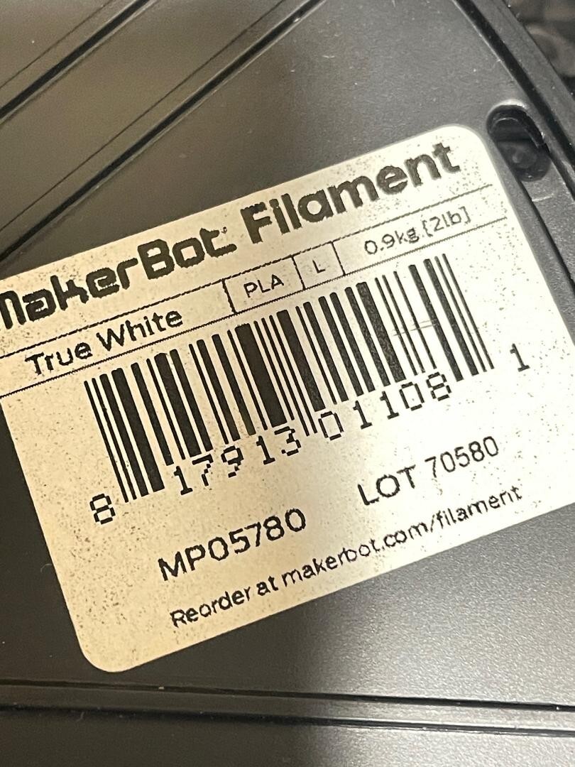 MakerBot True White Filament Large Spool 1.5 LBS PLA MP05780(Y8)