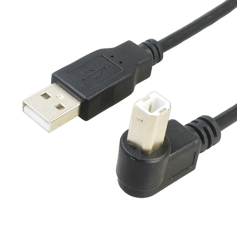 90 Degree USB 2.0 Printer Cable L-Shape A to B Scanner Lead Angled Data Cord