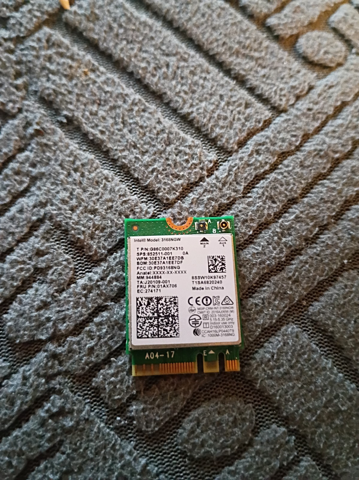 Intel 3168NGW Dual Band Wireless-AC 3168 PCI-Express 802.11ac WLAN Bluetooth
