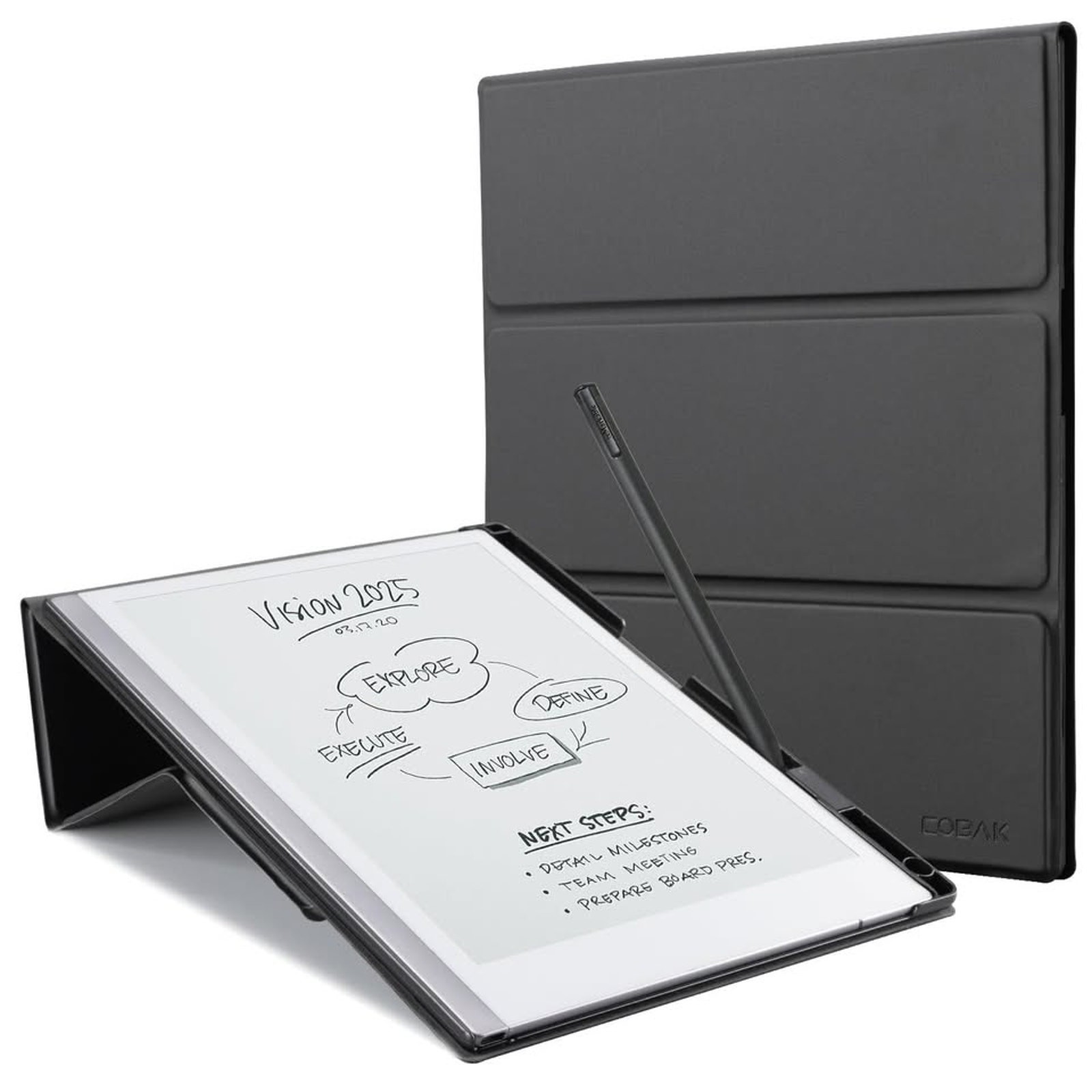 CoBak Case For Remarkable 2 -With Pen Holder And Multi-Angle Foldable-Black