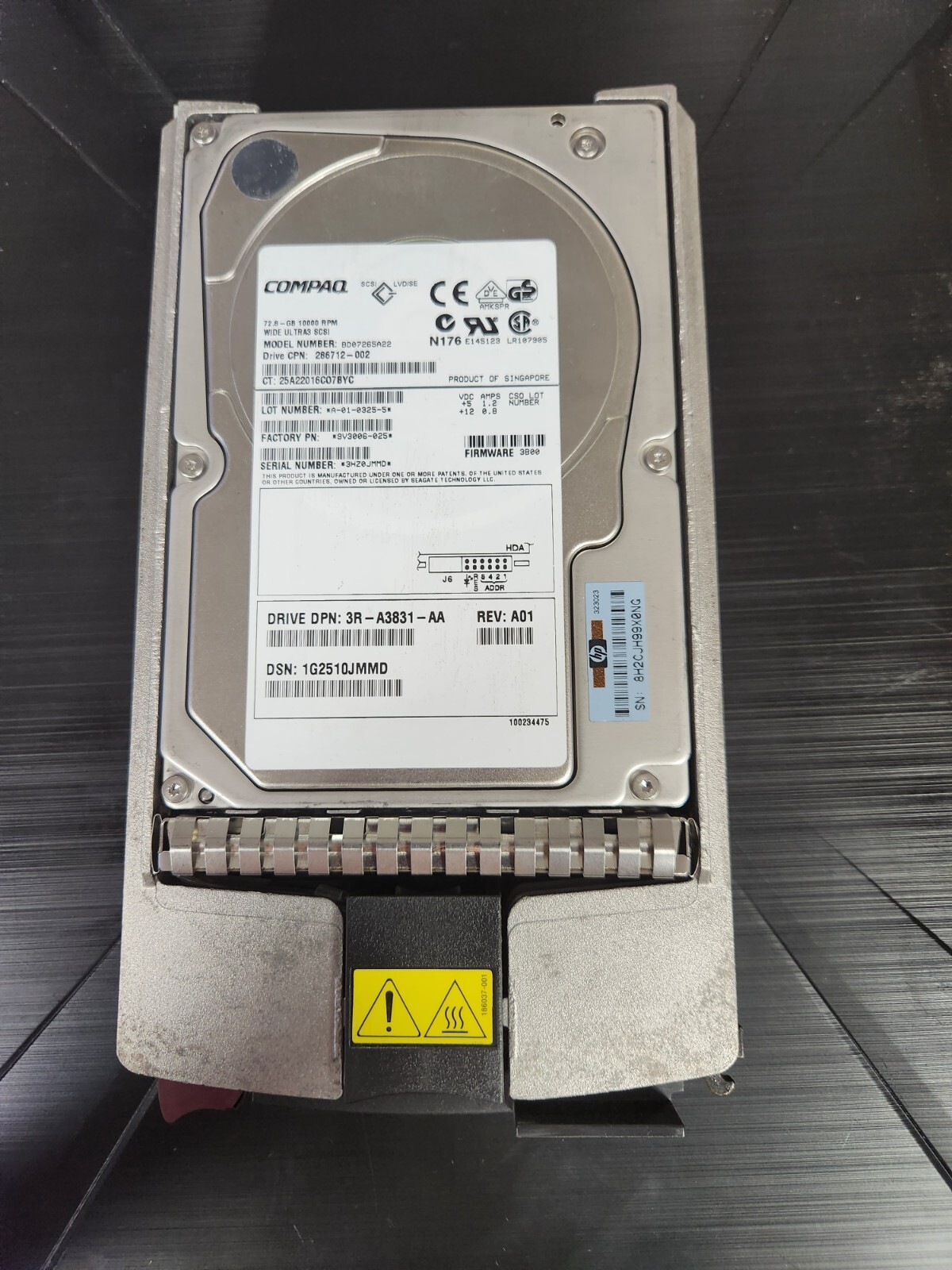 COMPAQ 3.5" 72.8GB 10K RPM Hard Drive: BD07265A22 Wide Ultra 3 SCSI