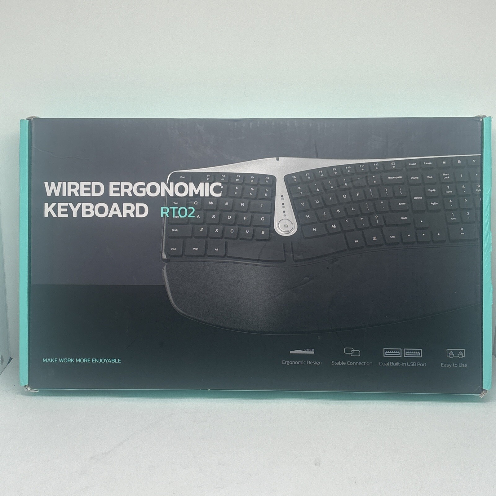 Logitech Wired Ergonomic Keyboard RT02 w/ Arm Pad & USB - In Box - EXCELLENT