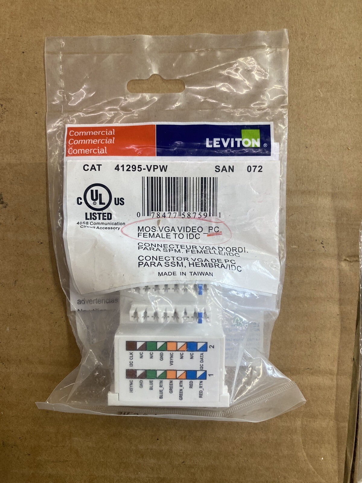 Leviton 41295-VPW VGA MOS Module, 110-Style Termination, White - NEW