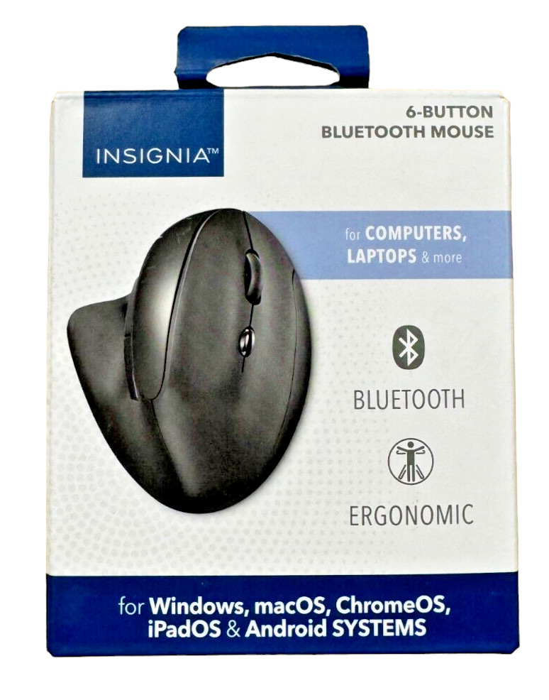 Insignia - Bluetooth wireless 6-Button Ergonomic Mouse NS-PM4EK6B24 - Black USED