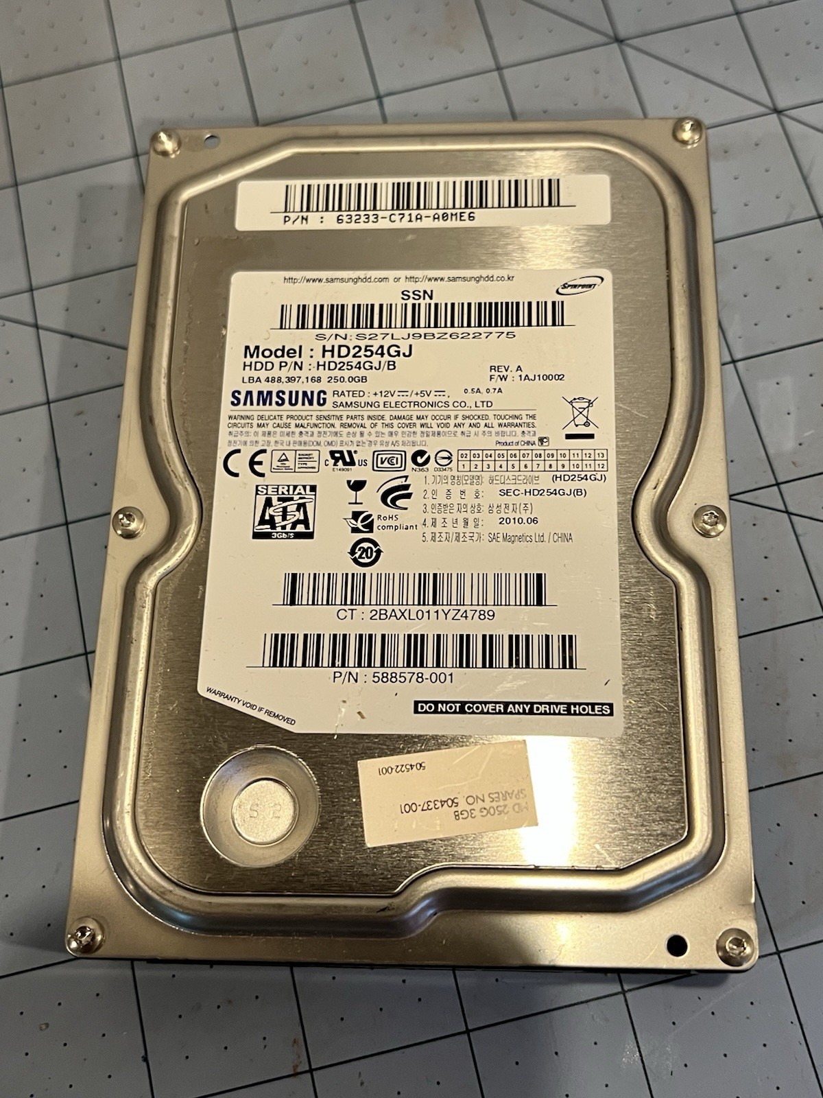 Samsung Spinpoint F3 250GB 7.2K RPM SATA 3G 3.5" Hard Drive HDD HD254GJ