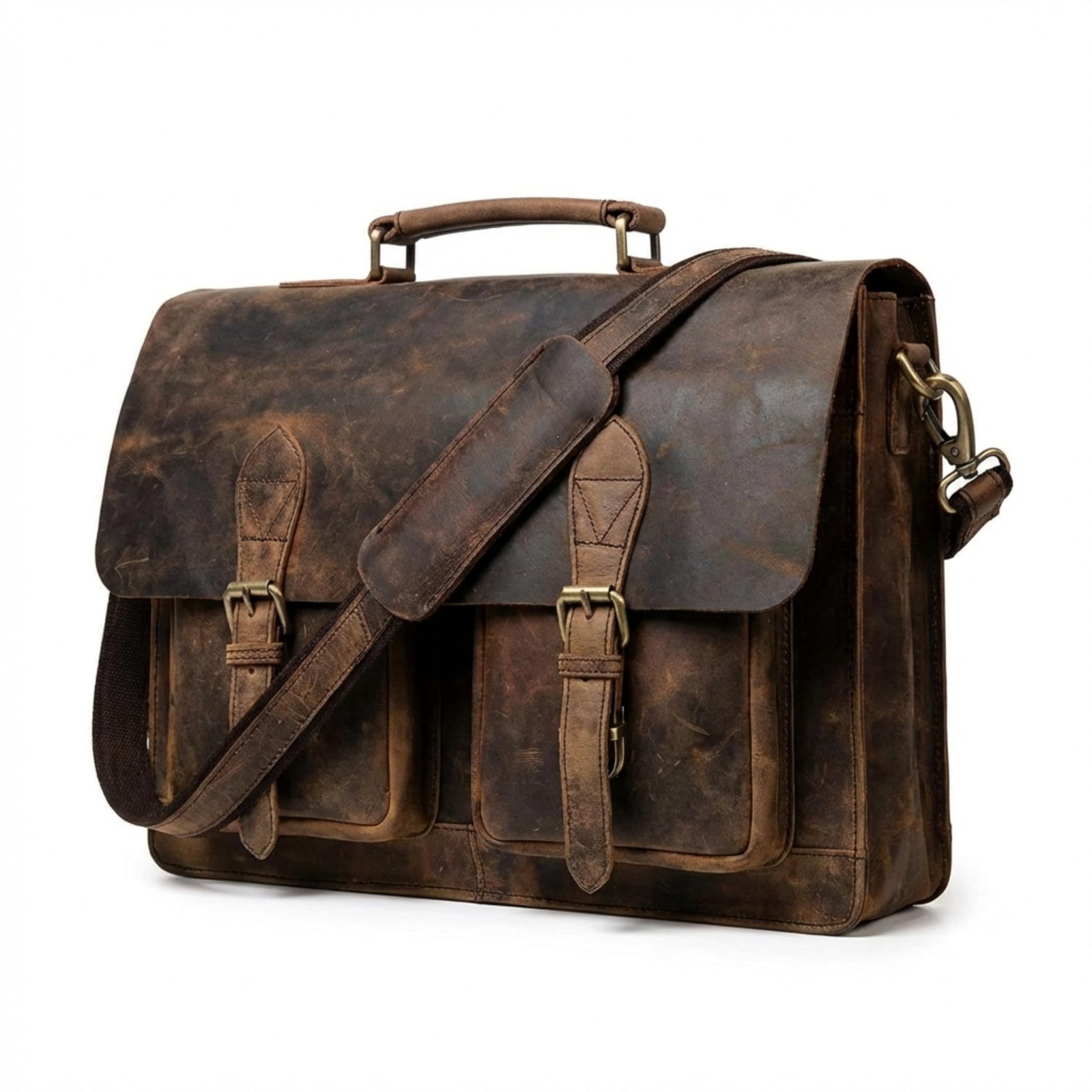 Leather Messenger Bag for Men, 18 Inch Laptop Crossbody, Vintage Handmade Lea...