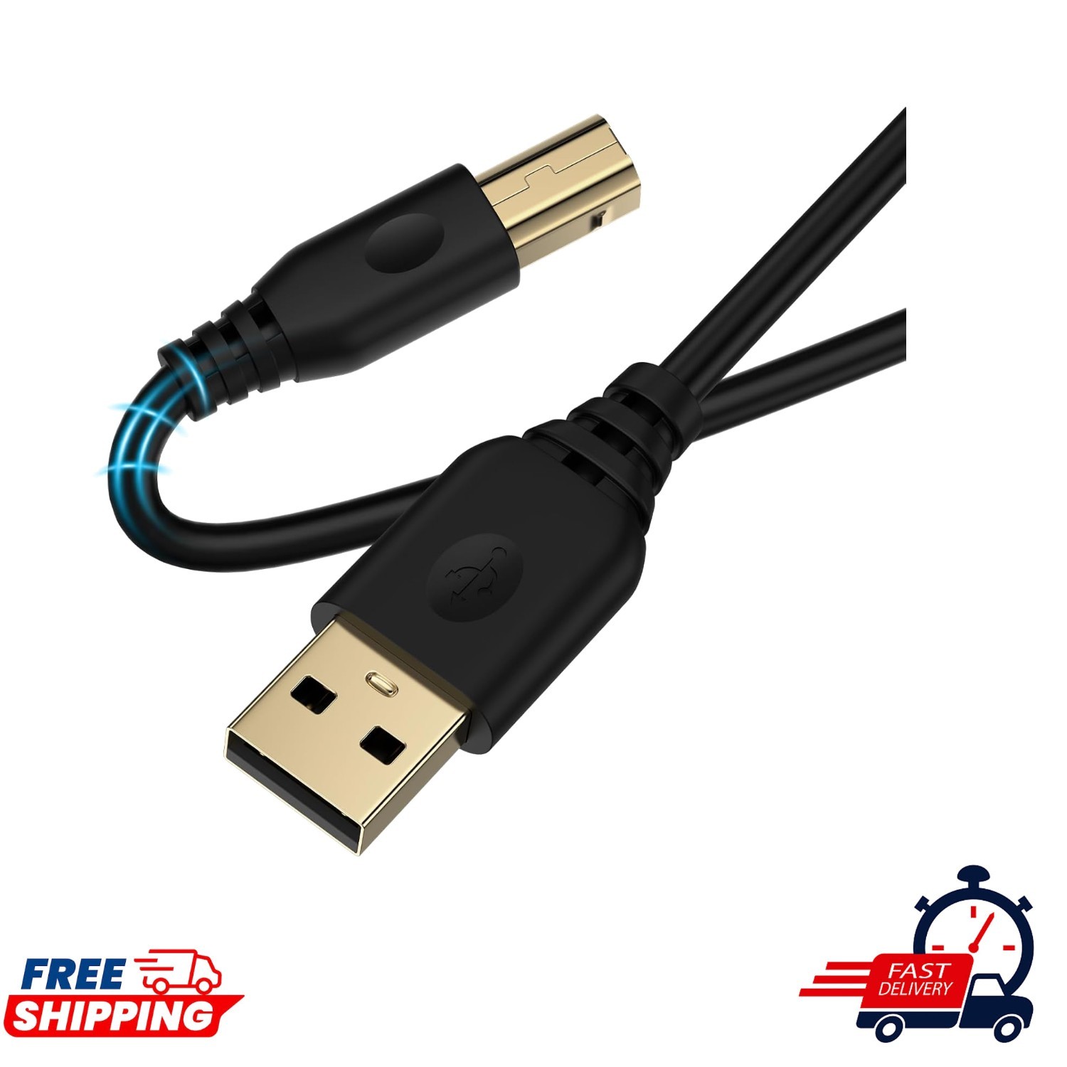 10FT USB Type B Printer Cable - Connects Scanners, MIDI Devices & More with Ease