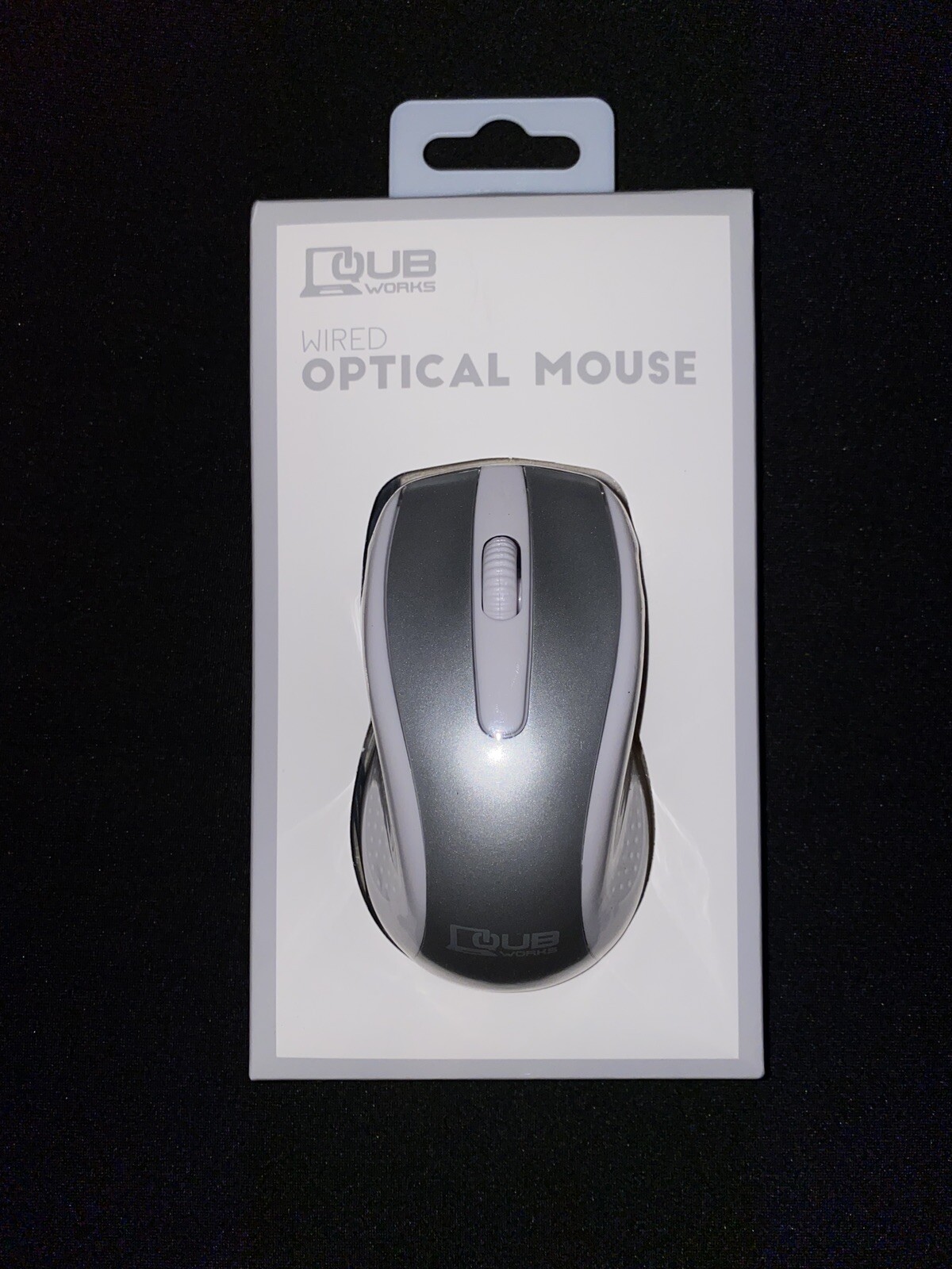 QUB Works Wired Optical Mouse, Color Silver & White, QUB8004 - NEW