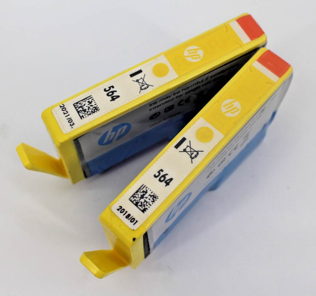 Set Of 2 New Genuine OE HP 564 Original Yellow Ink Cartridge Color