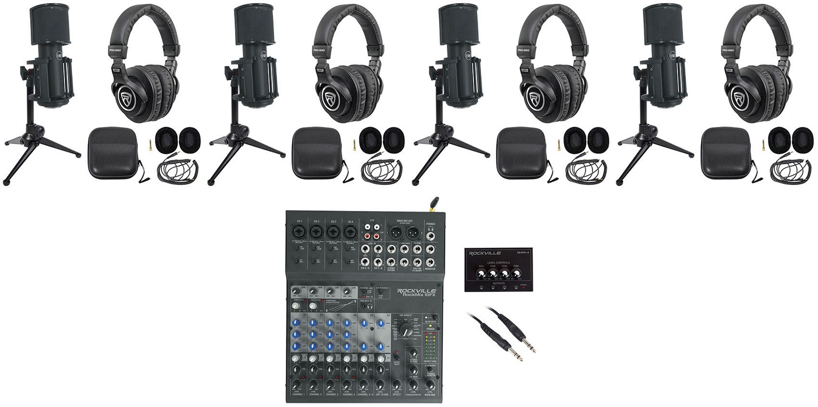 4-Person Podcast Podcasting Kit w/USB Mixer/Interface+Warm Audio Mics+Headphones