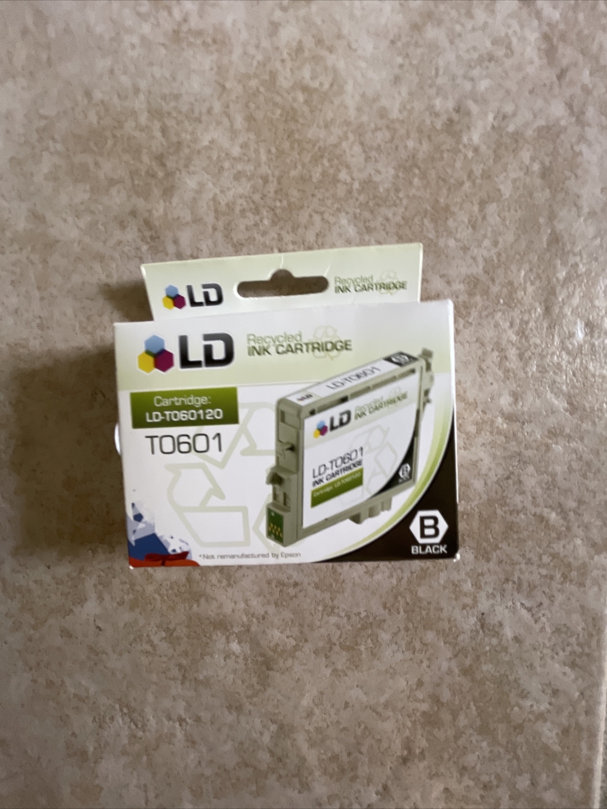 Black T0601 Recycled Epson Printer Ink Cartridge - Sealed
