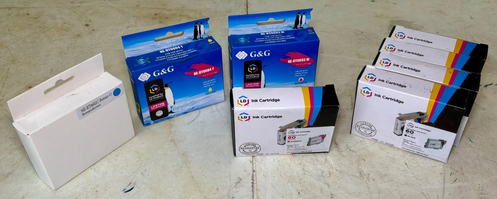 (8)—NEW Reman. EPSON C68/C88/C88+/CX Models PRINTER INK CARTRIDGES mfg: LD • G&G